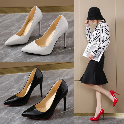 Elegant Plus Size Stiletto Pumps for Women - Pointed Toe Party Shoes